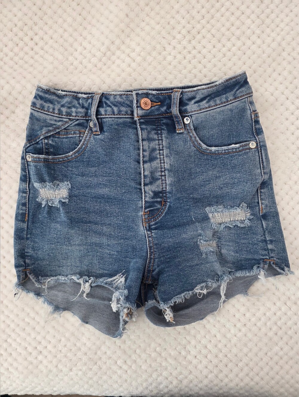 We The Free / Free People Women's Blue Cut Off Denim Shorts -High Waist Size 25
